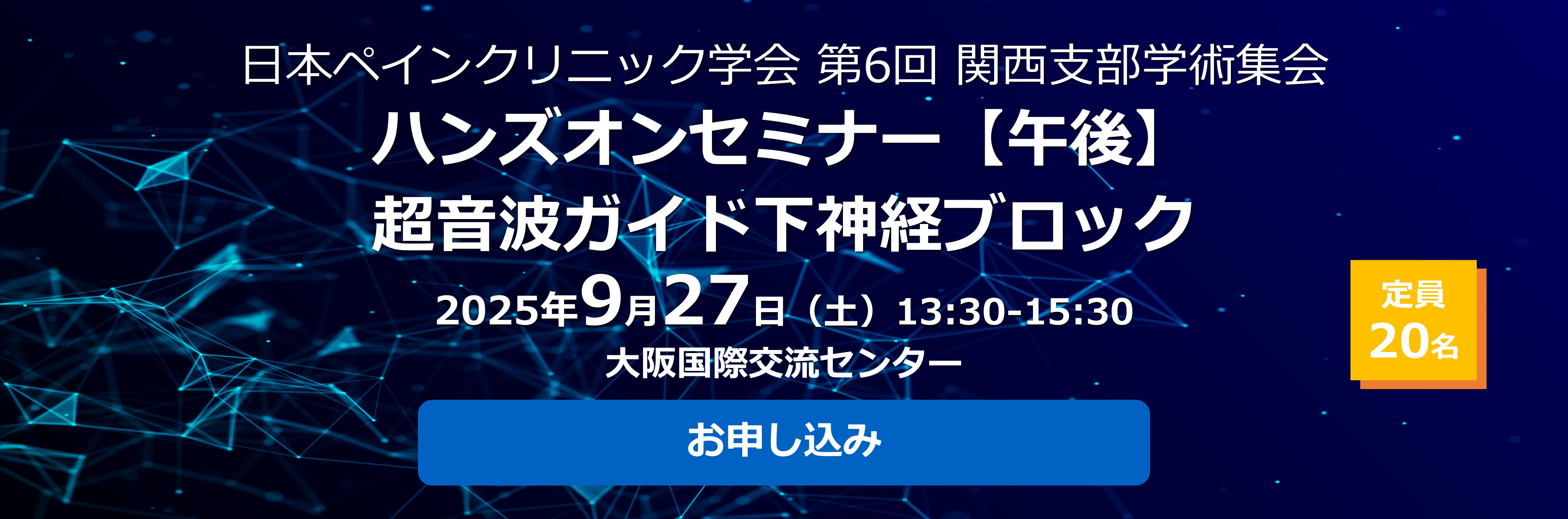 日本ペインクリニック学会 第6回関西支部学術集会　ハンズオンセミナー【午後】：超音波ガイド下神経ブロック　参加申し込みフォーム